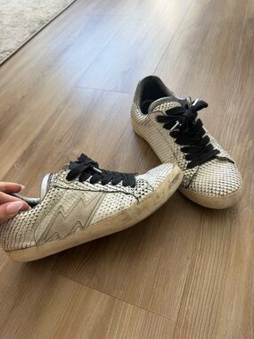 Zadig & Voltaire Metallic Snake-Embossed Sneakers with Black Laces